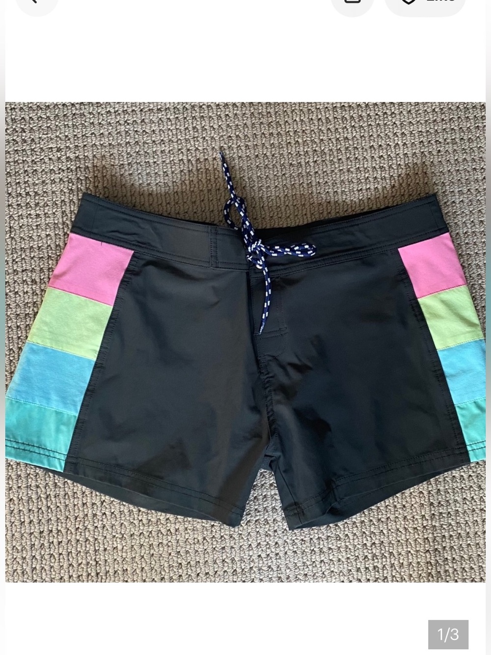 Girls Greenline Black shirt "Board shorts"  with Pink, Green & Blue Panels